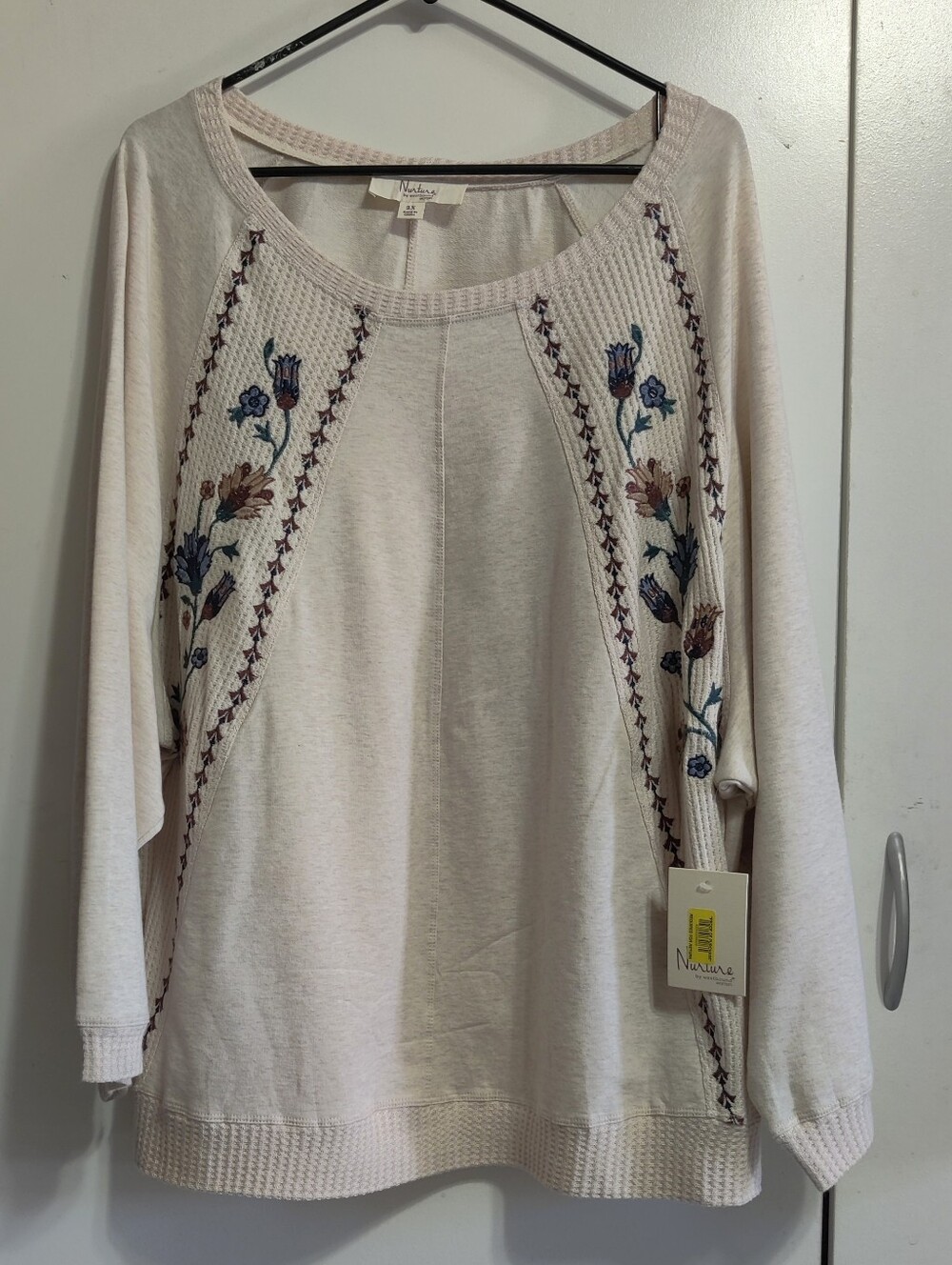 Nurture Embroidered Floral Pullover in Light Cream